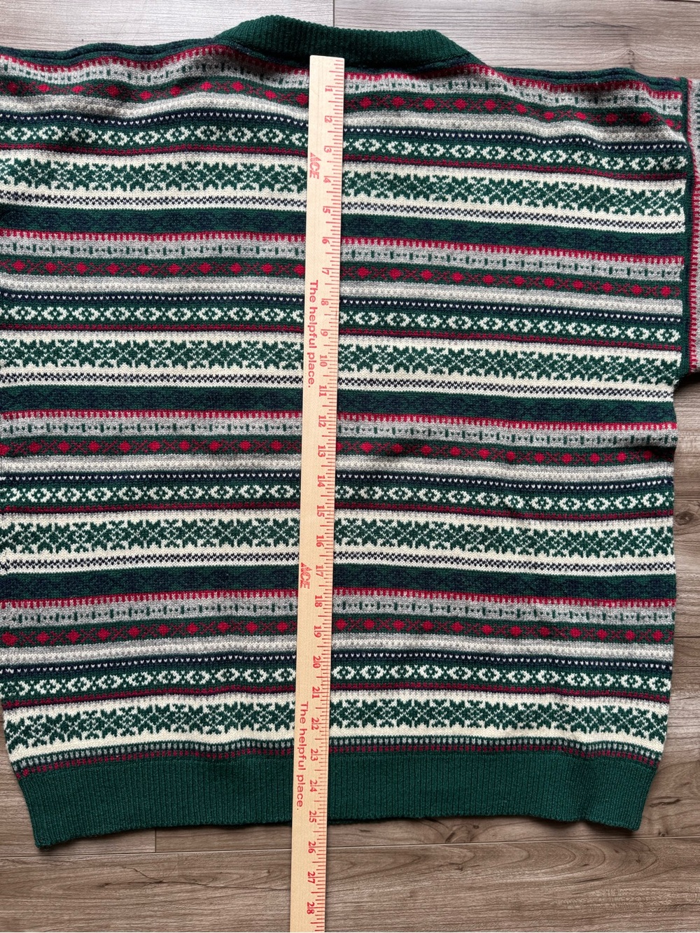 Eddie Bauer Fair Isle Crewneck Lambswool Sweater Size Large Nordic pattern green - Picture 8 of 8
